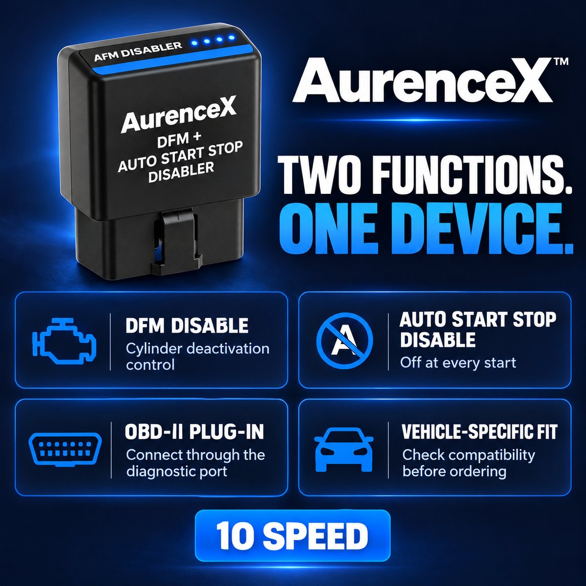 AurenceX™ 10 Speed DFM + Auto Start Stop Disabler
