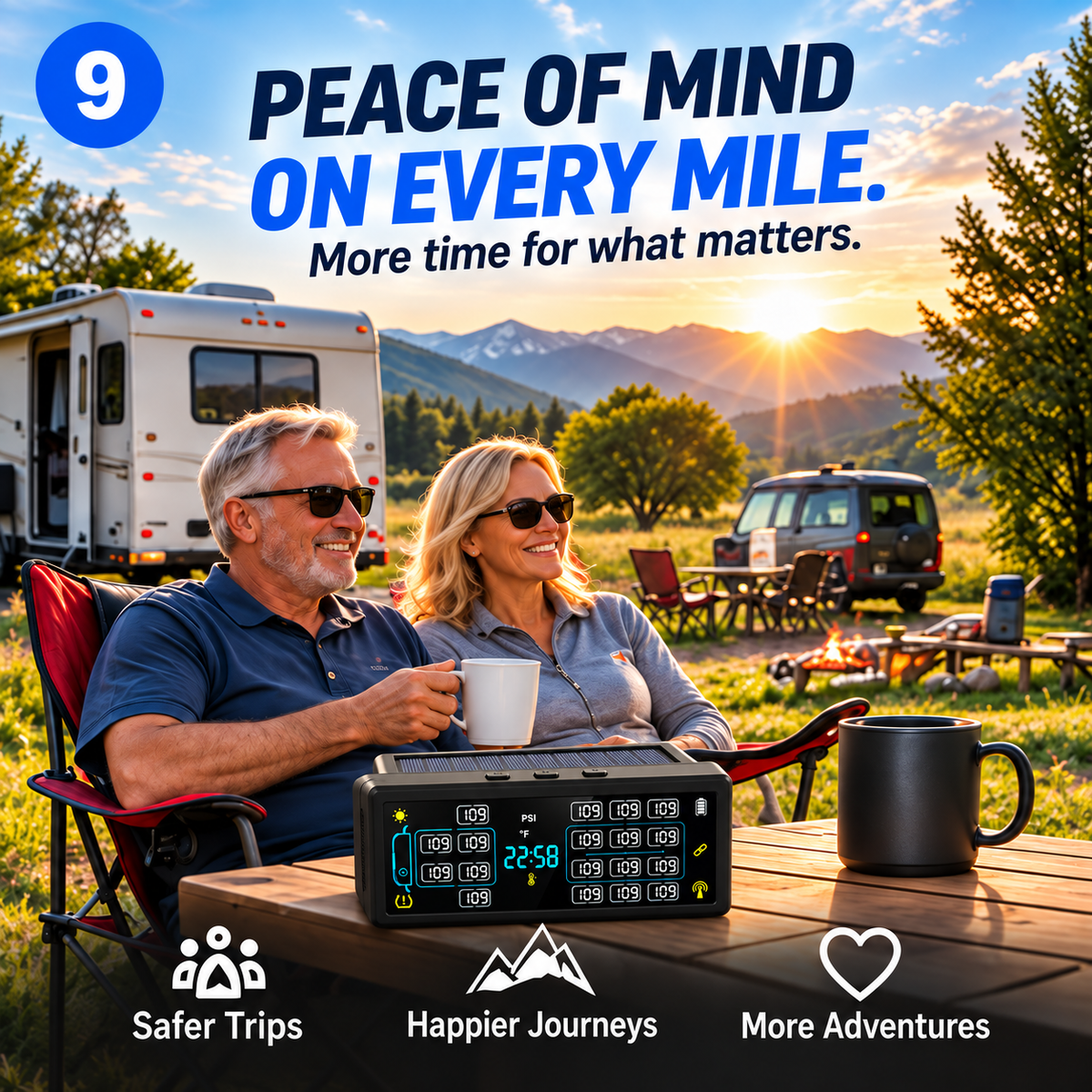 AurenceX™ 10–18 Tire TPMS for RVs, Trucks & Trailers