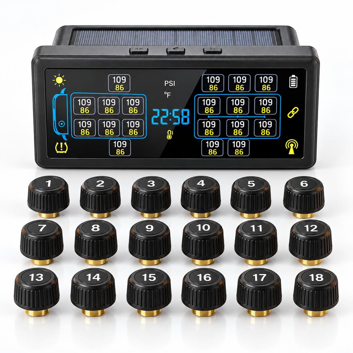 AurenceX™ 10–18 Tire TPMS for RVs, Trucks & Trailers
